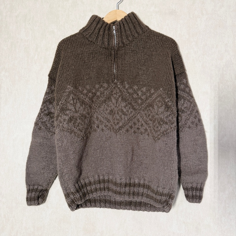 Men's Brown Turtleneck Zip Sweater
